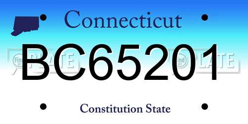 BC65201 Connecticut License Plate