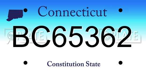 BC65362 Connecticut License Plate