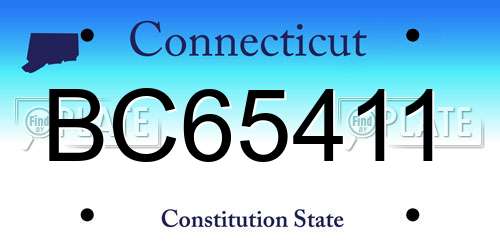 BC65411 Connecticut License Plate