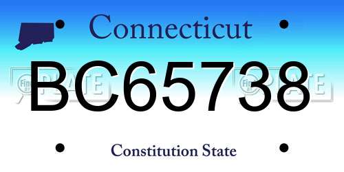 BC65738 Connecticut License Plate