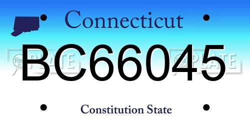 BC66045 Connecticut License Plate