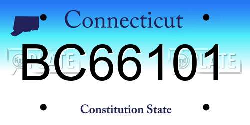 BC66101 Connecticut License Plate