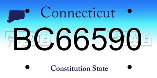 BC66590 Connecticut License Plate