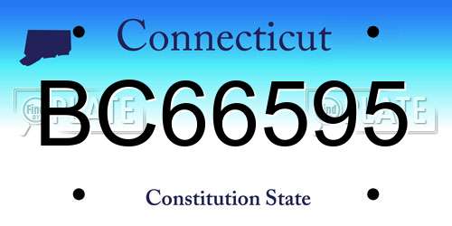 BC66595 Connecticut License Plate