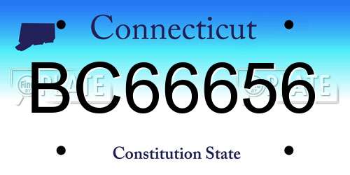 BC66656 Connecticut License Plate