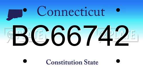 BC66742 Connecticut License Plate