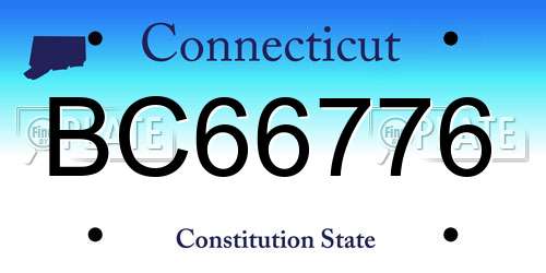 BC66776 Connecticut License Plate