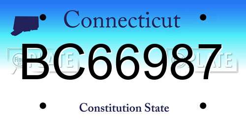 BC66987 Connecticut License Plate