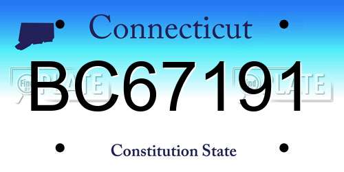 BC67191 Connecticut License Plate