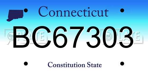 BC67303 Connecticut License Plate