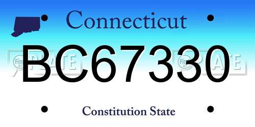 BC67330 Connecticut License Plate