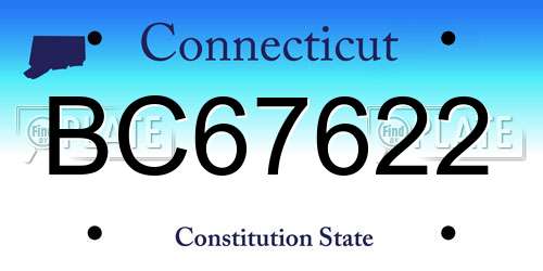 BC67622 Connecticut License Plate