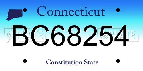 BC68254 Connecticut License Plate
