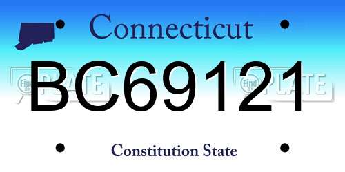 BC69121 Connecticut License Plate