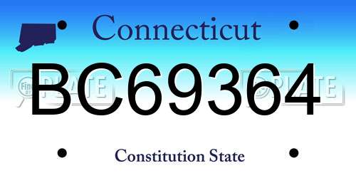 BC69364 Connecticut License Plate