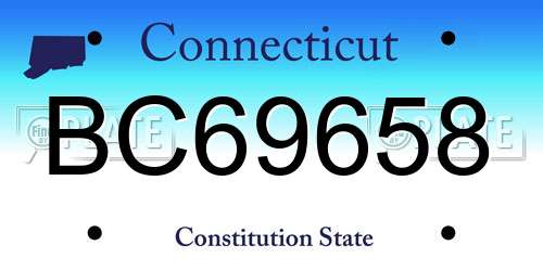 BC69658 Connecticut License Plate