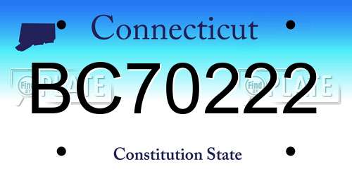BC70222 Connecticut License Plate