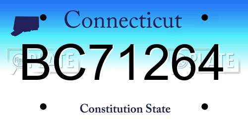 BC71264 Connecticut License Plate
