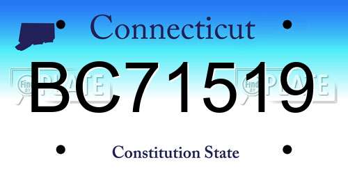 BC71519 Connecticut License Plate