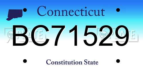BC71529 Connecticut License Plate