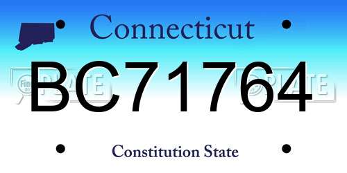 BC71764 Connecticut License Plate