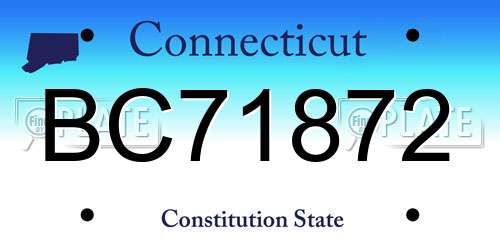 BC71872 Connecticut License Plate