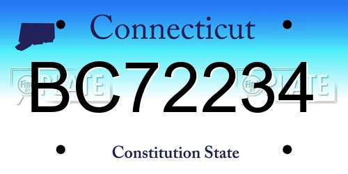 BC72234 Connecticut License Plate