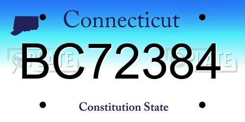 BC72384 Connecticut License Plate