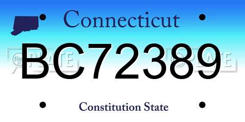 BC72389 Connecticut License Plate