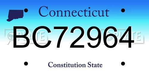 BC72964 Connecticut License Plate