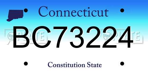 BC73224 Connecticut License Plate
