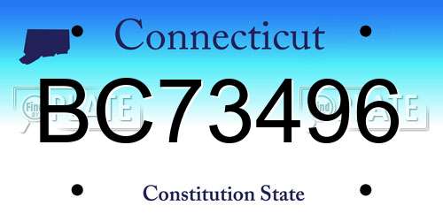 BC73496 Connecticut License Plate