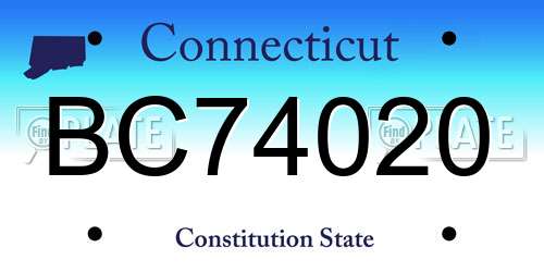 BC74020 Connecticut License Plate