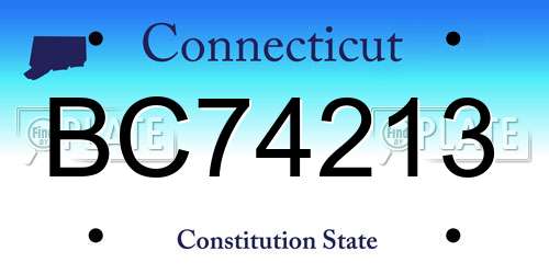 BC74213 Connecticut License Plate