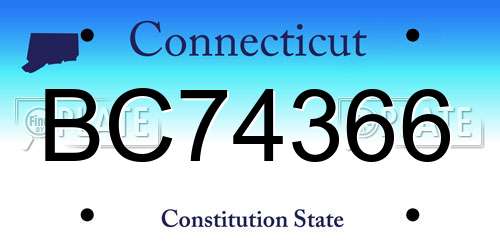 BC74366 Connecticut License Plate