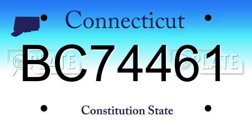 BC74461 Connecticut License Plate