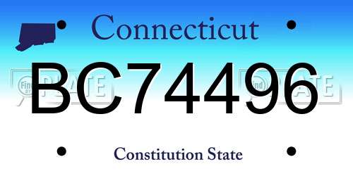 BC74496 Connecticut License Plate