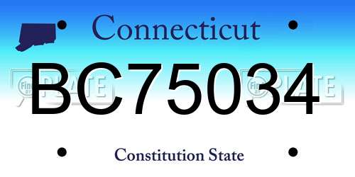 BC75034 Connecticut License Plate