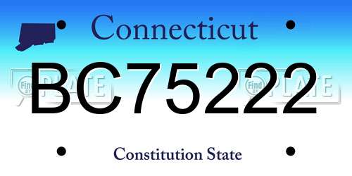 BC75222 Connecticut License Plate