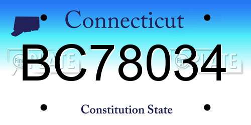 BC78034 Connecticut License Plate