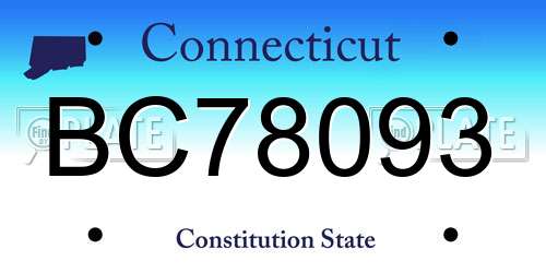 BC78093 Connecticut License Plate