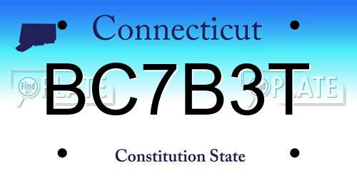 BC7B3T Connecticut License Plate