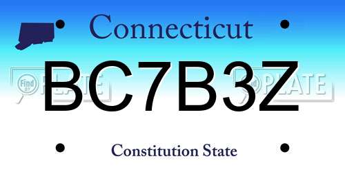 BC7B3Z Connecticut License Plate