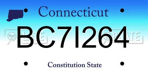 BC7I264 Connecticut License Plate