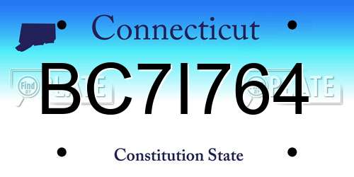 BC7I764 Connecticut License Plate