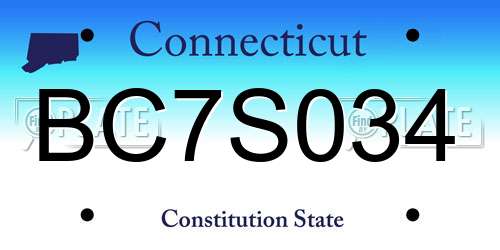 BC7S034 Connecticut License Plate