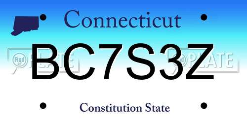 BC7S3Z Connecticut License Plate