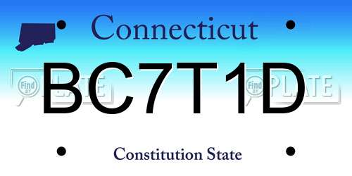 BC7T1D Connecticut License Plate