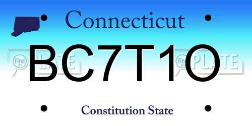 BC7T1O Connecticut License Plate