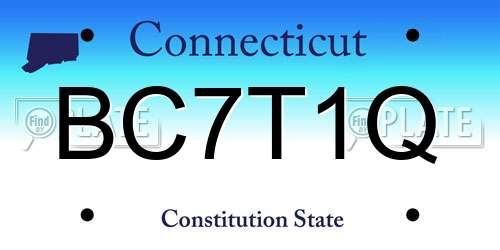 BC7T1Q Connecticut License Plate